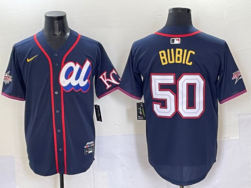 Men 2025 Kansas City Royals #50 Bubic Drak blue Nike MLB All Star jersey style 1